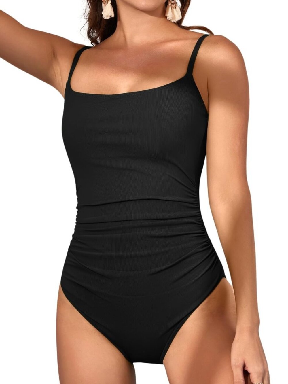 Eomenie Women's Ribbed One Piece Swimsuit